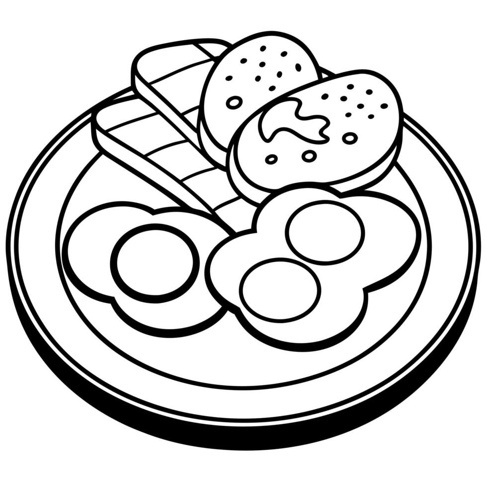 Hearty breakfast platter. eggs. vector