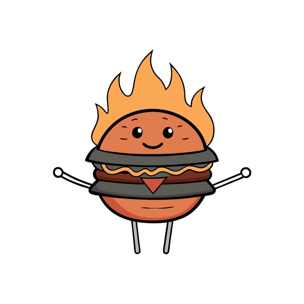 Beef burger for hamburger on barbecue flame grill. vector