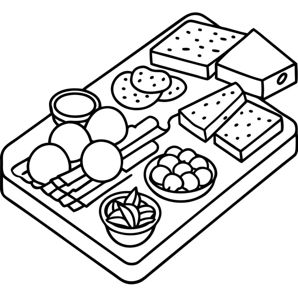 A variety of meats like pancetta salami ham sausage prosciutto and bacon on a black background viewe vector