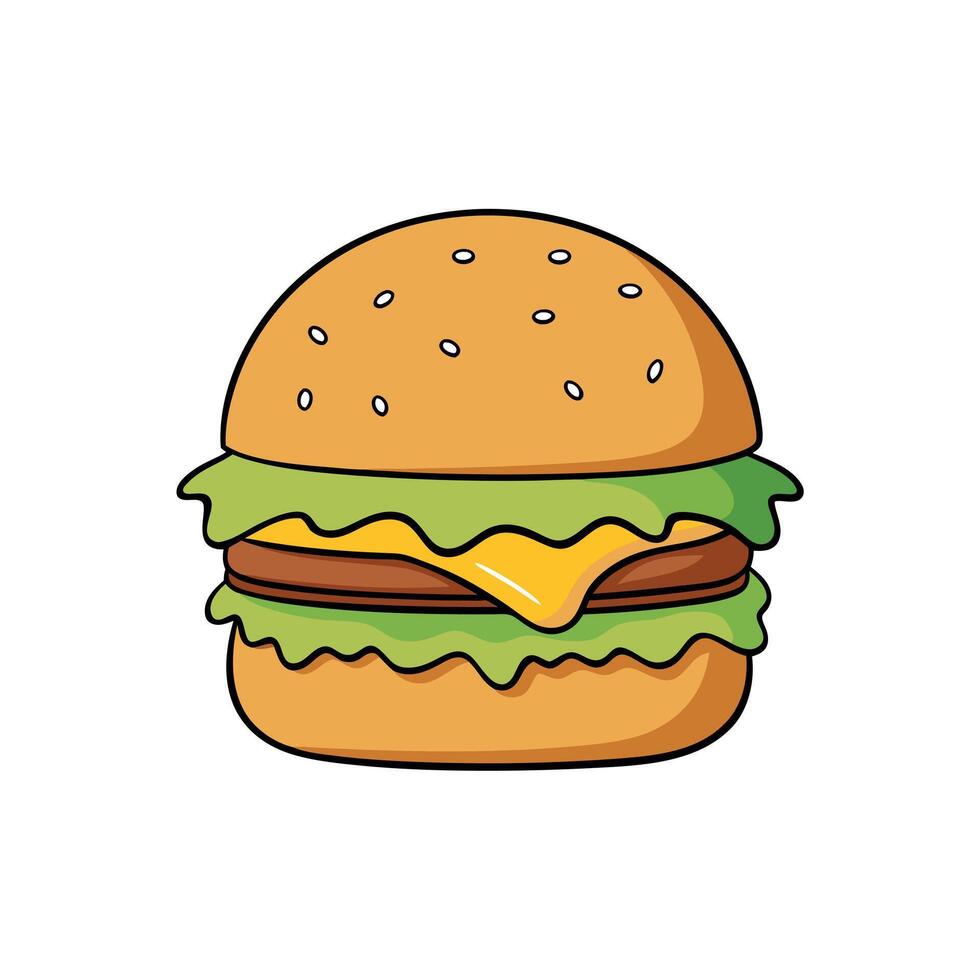 A gourmet burger. layers visible. melting cheese vector