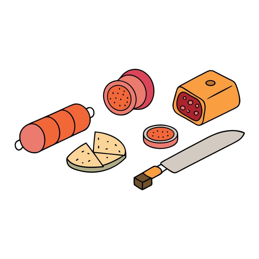 Charcuterie cut out element set vector