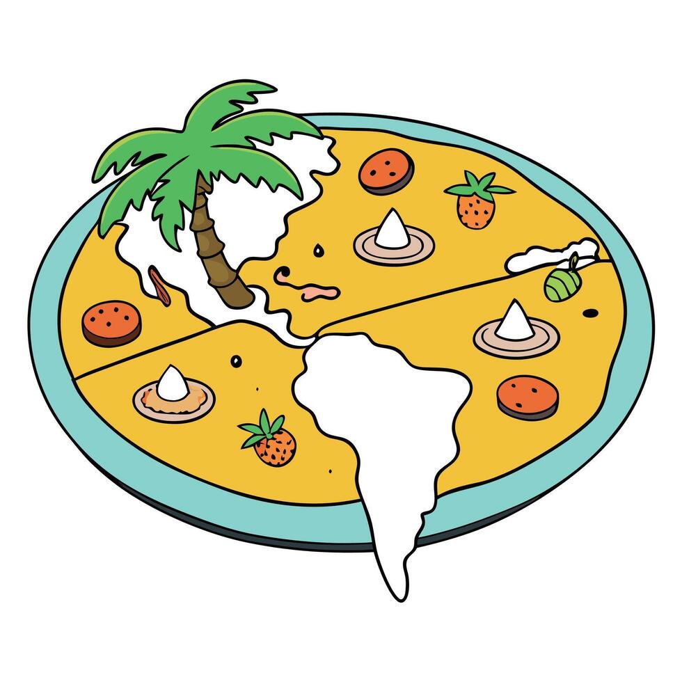 An exotic pizza paradise fusion feast. featuring pizzas with unique international toppings and flavo vector