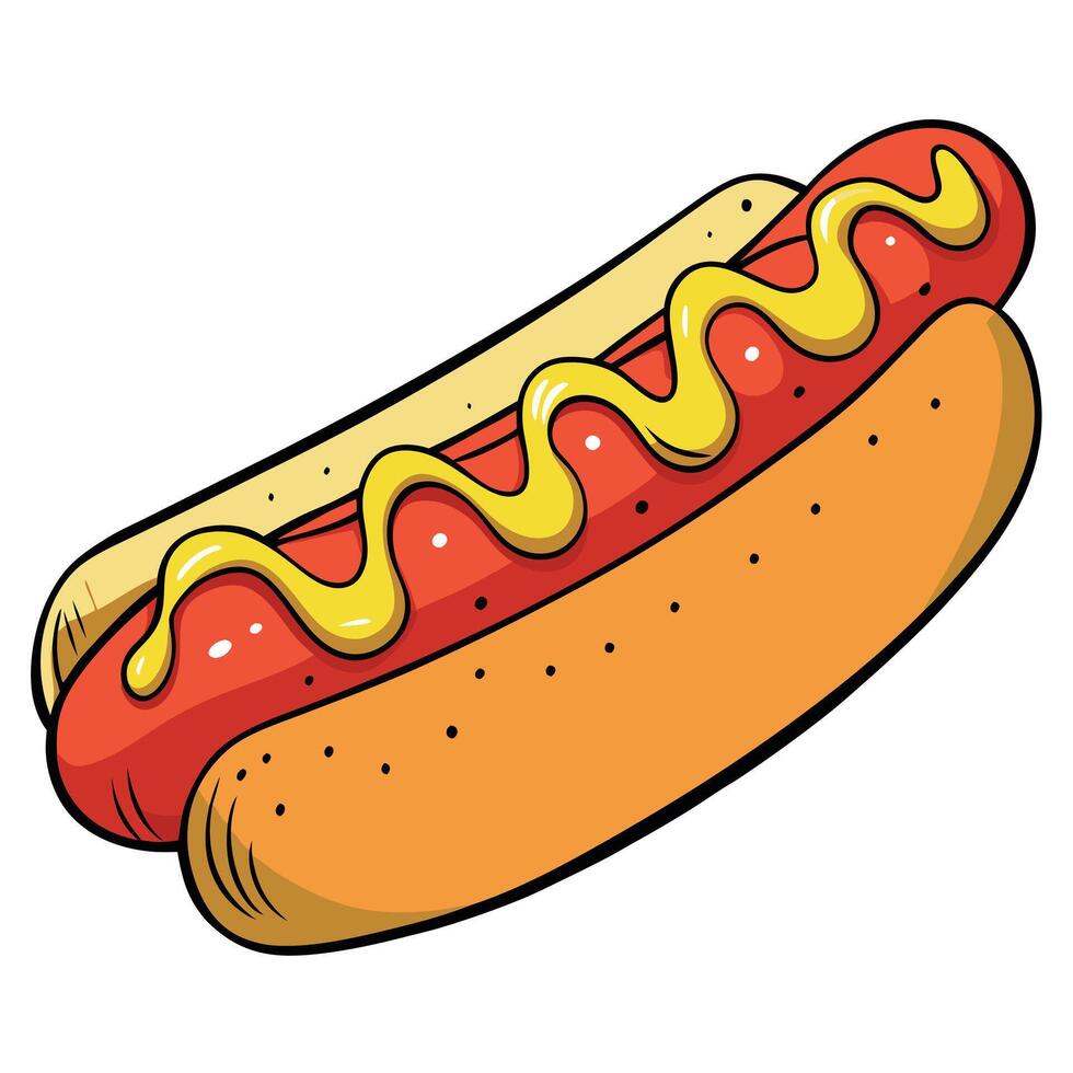 Close-up of delicious. grilled hot dogs topped with melted cheese and drizzled with ketchup and must vector