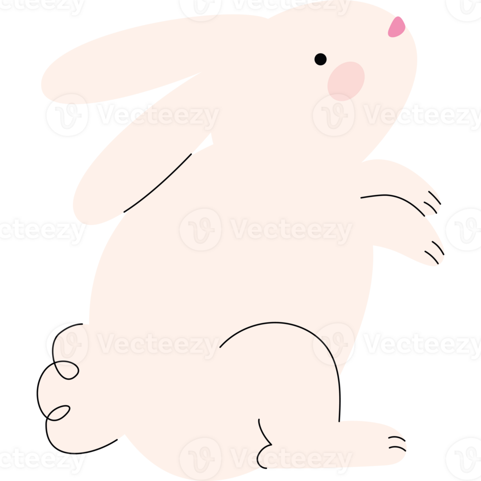 A cartoon rabbit sitting on its back png