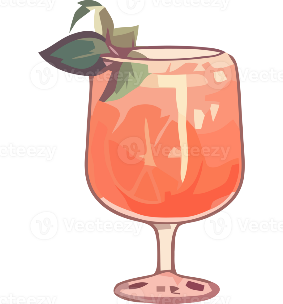 A drink with a slice of orange and a leaf png