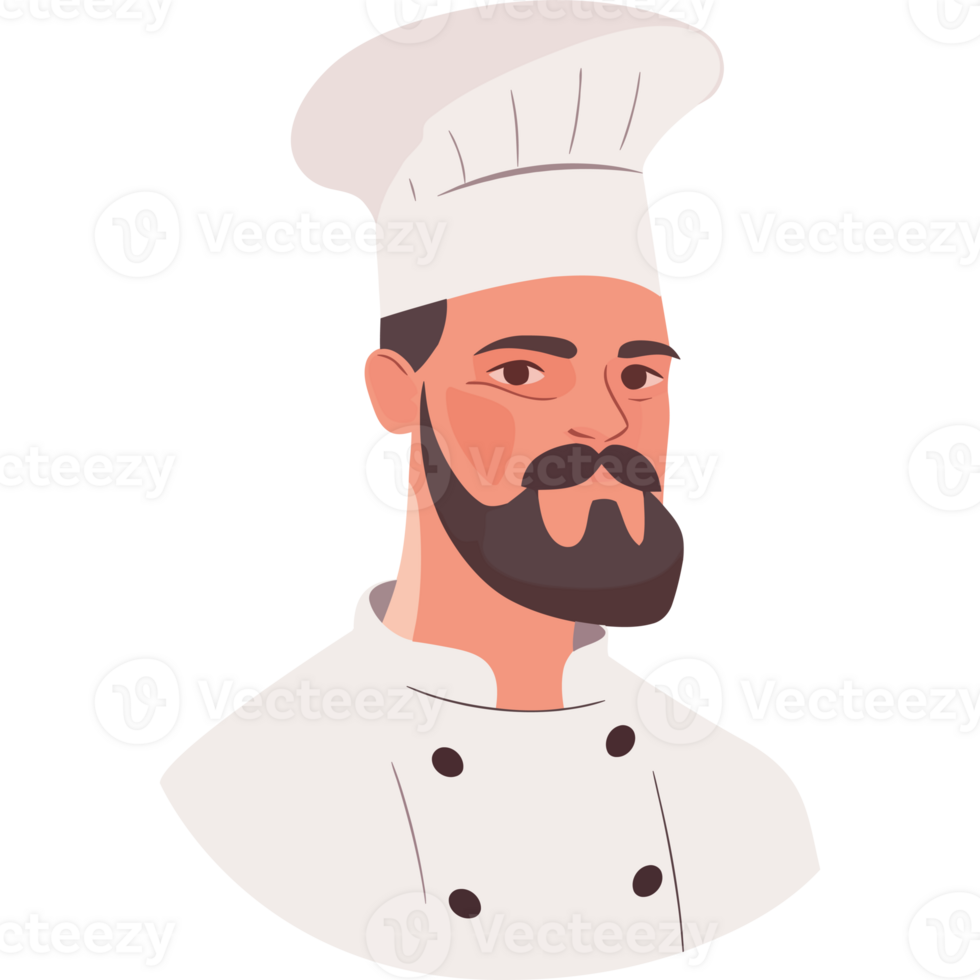 A cartoon chef with a beard and mustache png