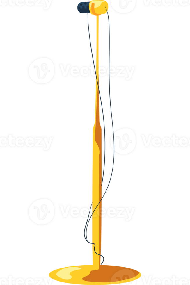 A microphone on a stand with a yellow stand png