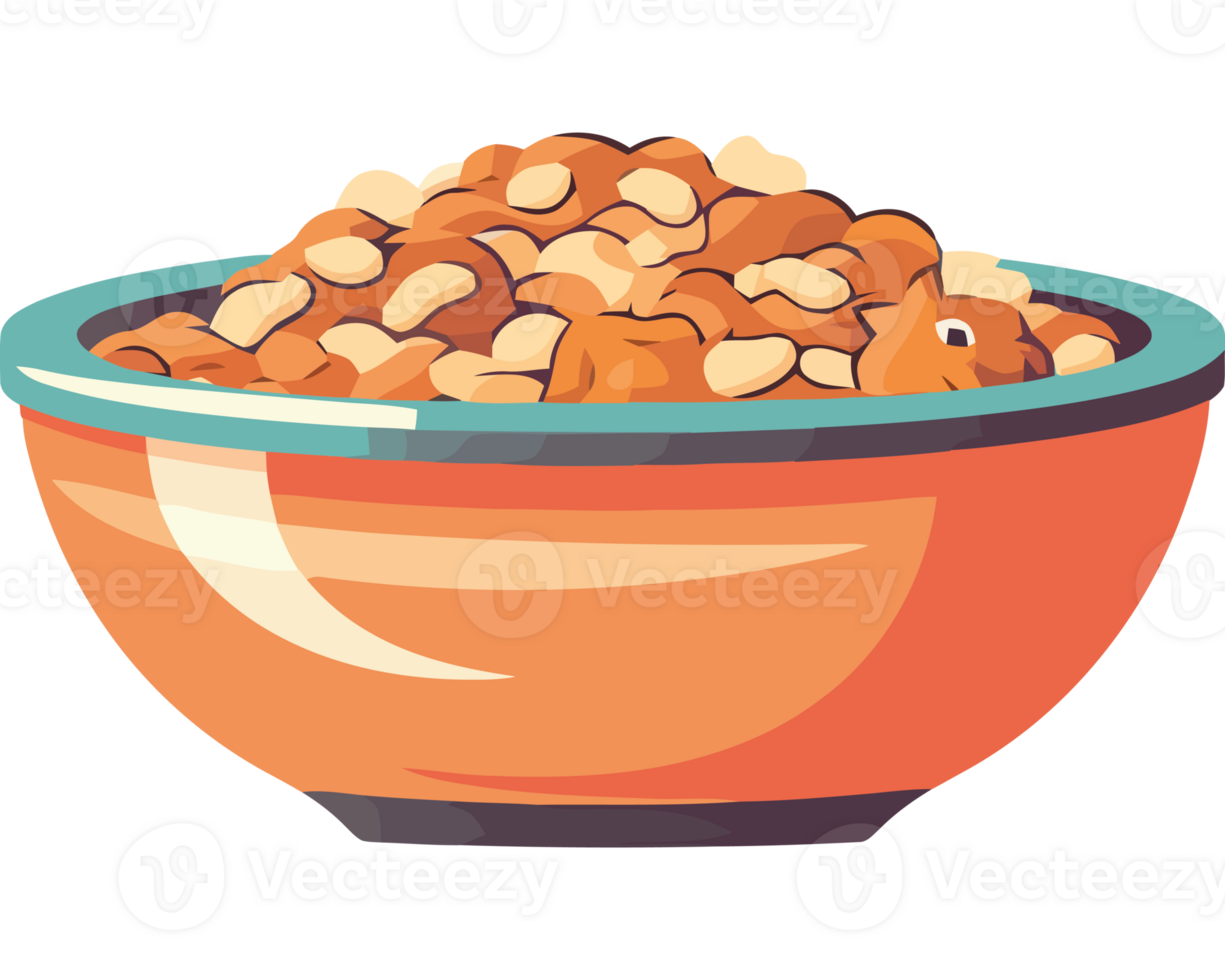A bowl of nuts in a cartoon style png