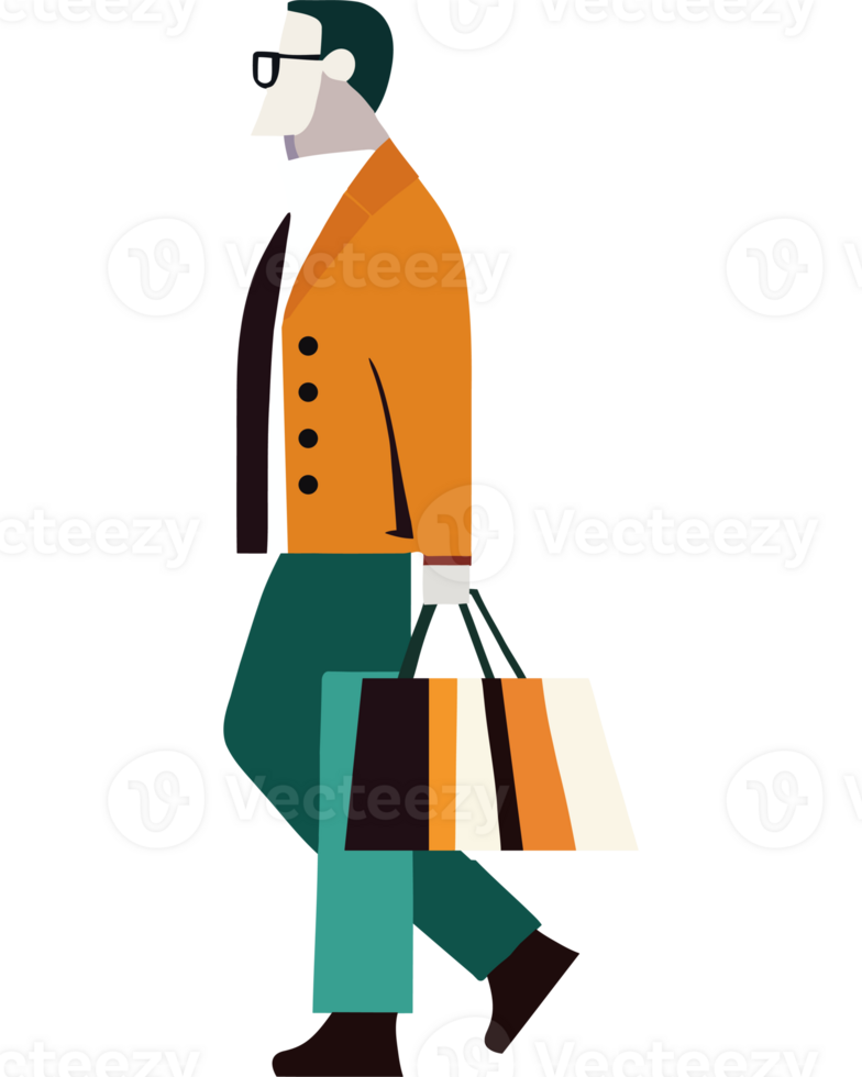 Man with shopping bags png