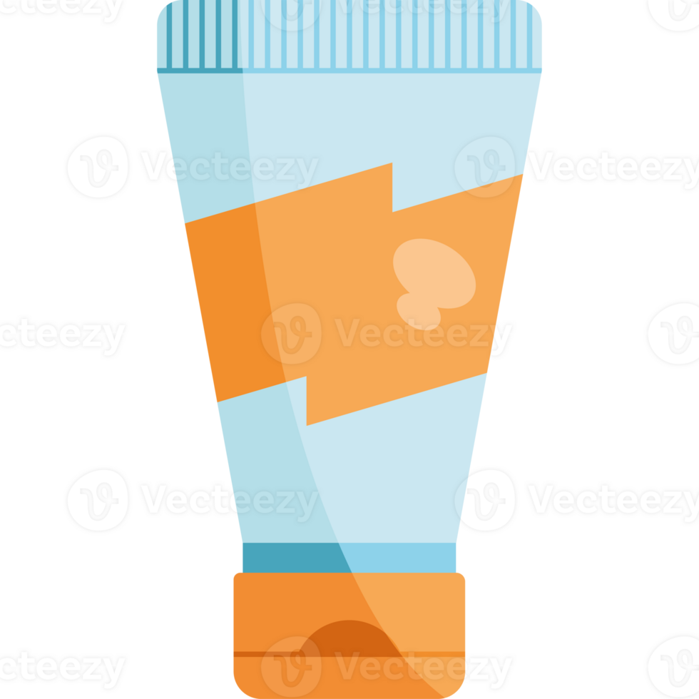A tube of sunscreen with a blue and orange stripe png