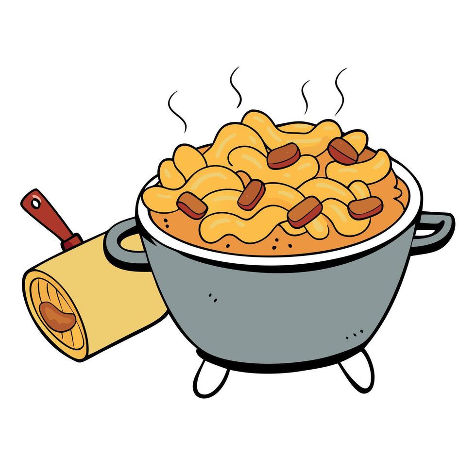 Bacon Mac and Cheese against a barbecue party setting vector