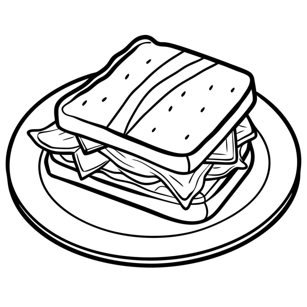 A ham and cheese grilled sandwich on a plate vector