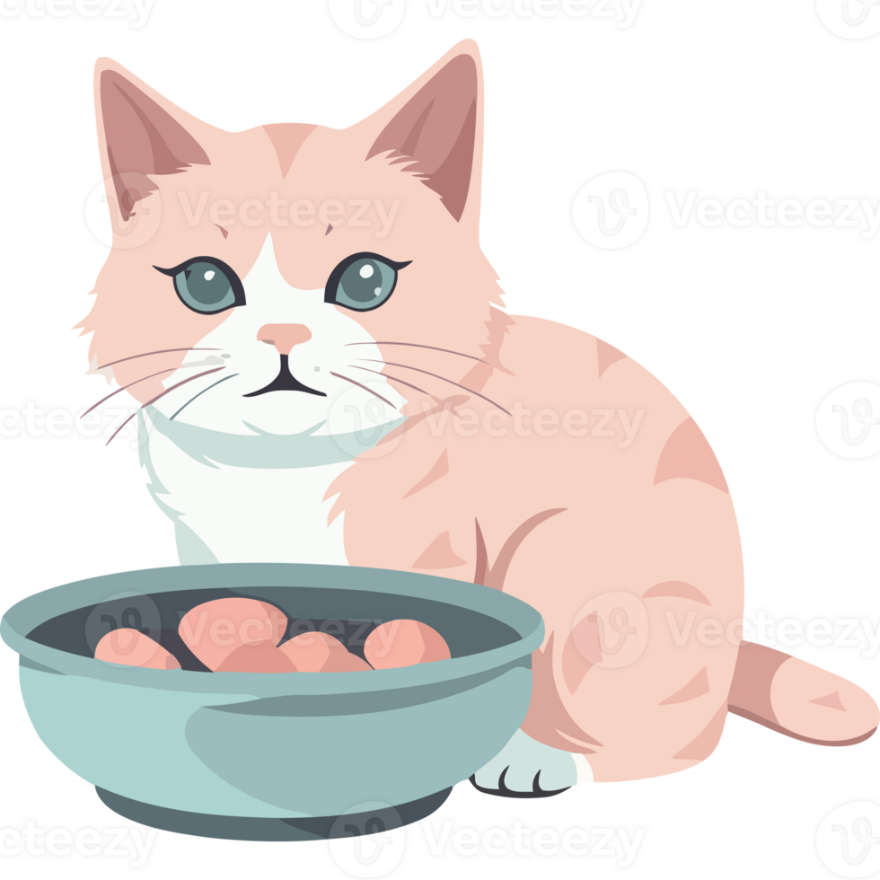 A cat sitting next to a bowl of food png