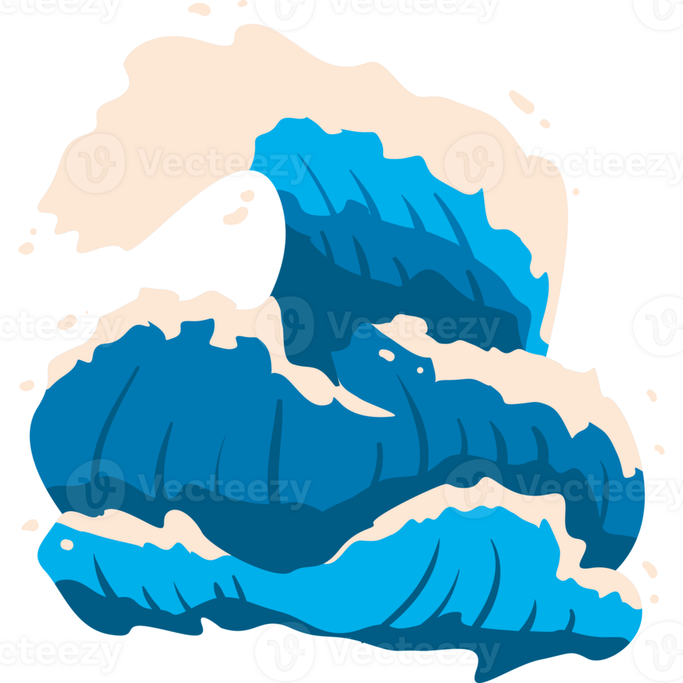 An illustration of a large wave crashing into the ocean png