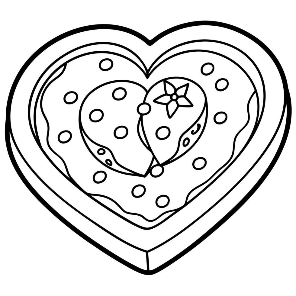 Heart shaped Tandoori Chicken Pizza on a wooden plate vector