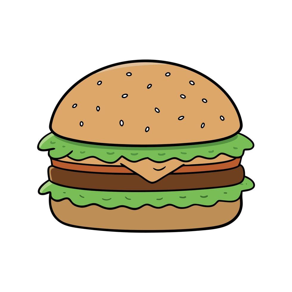 A large burger with lettuce and onions on top of a bun vector
