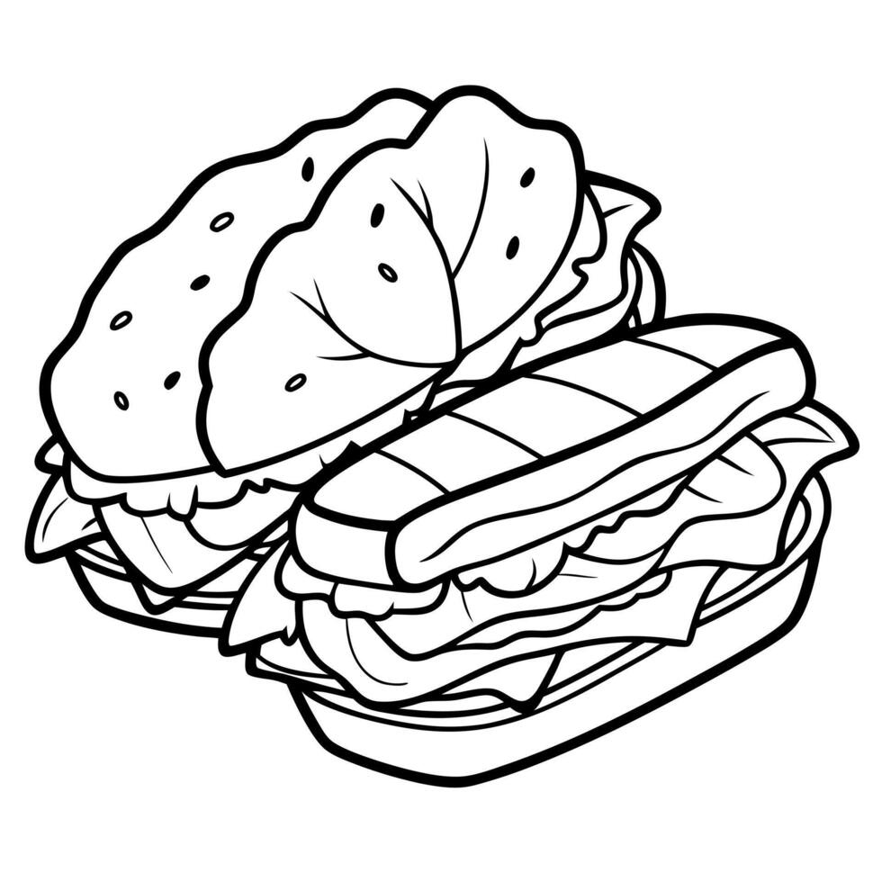 Delicious cured ham sandwiches with lettuce. vector