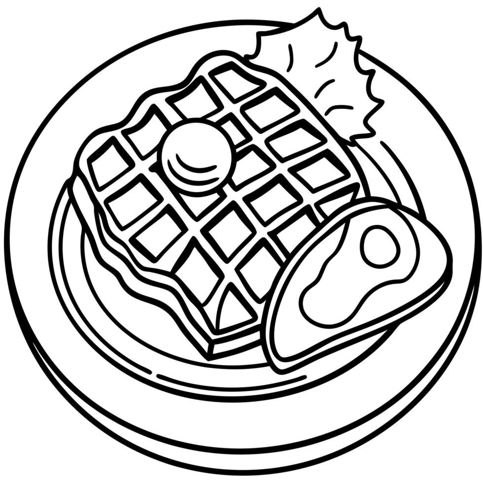 Breakfast at the campsite bacon and pancakes vector