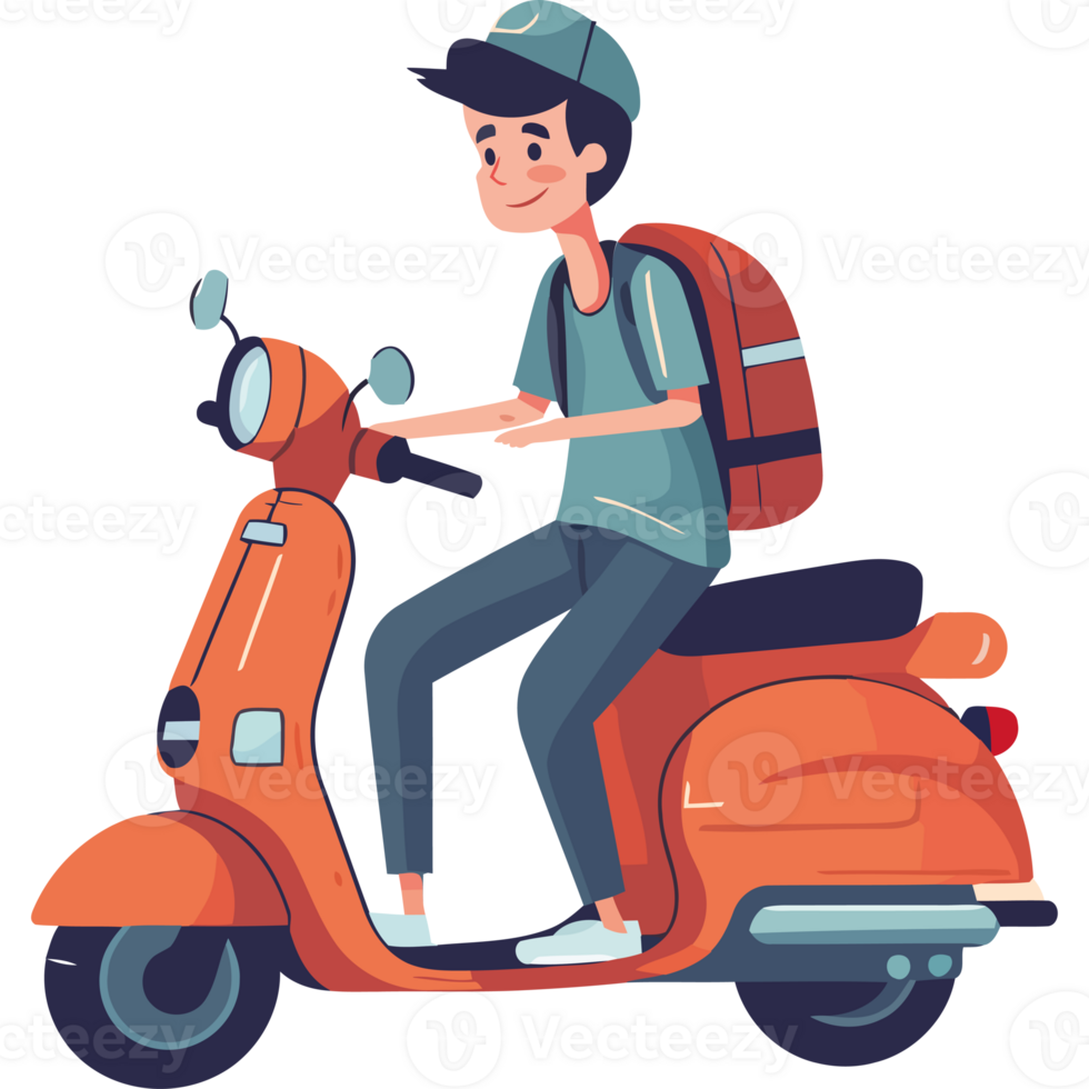 A man is riding on a scooter png
