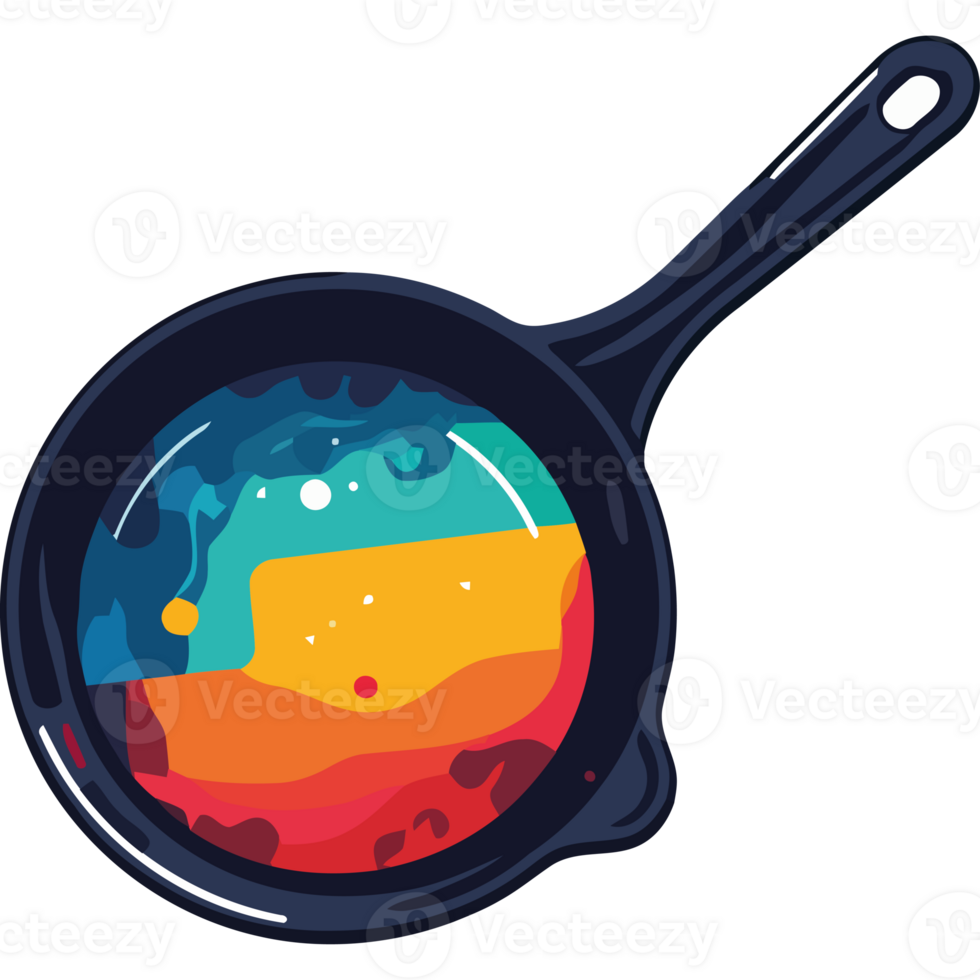 A pan with colorful paint on it png