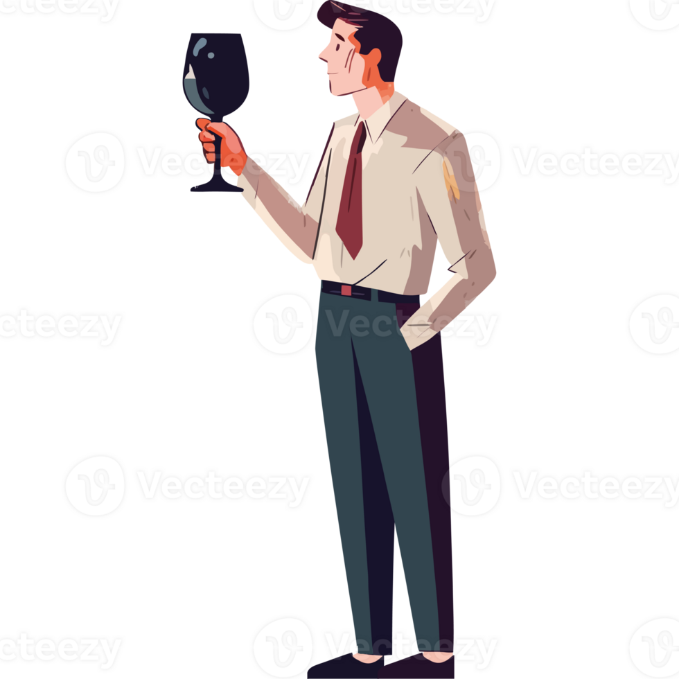 Man holding wine glass illustration png