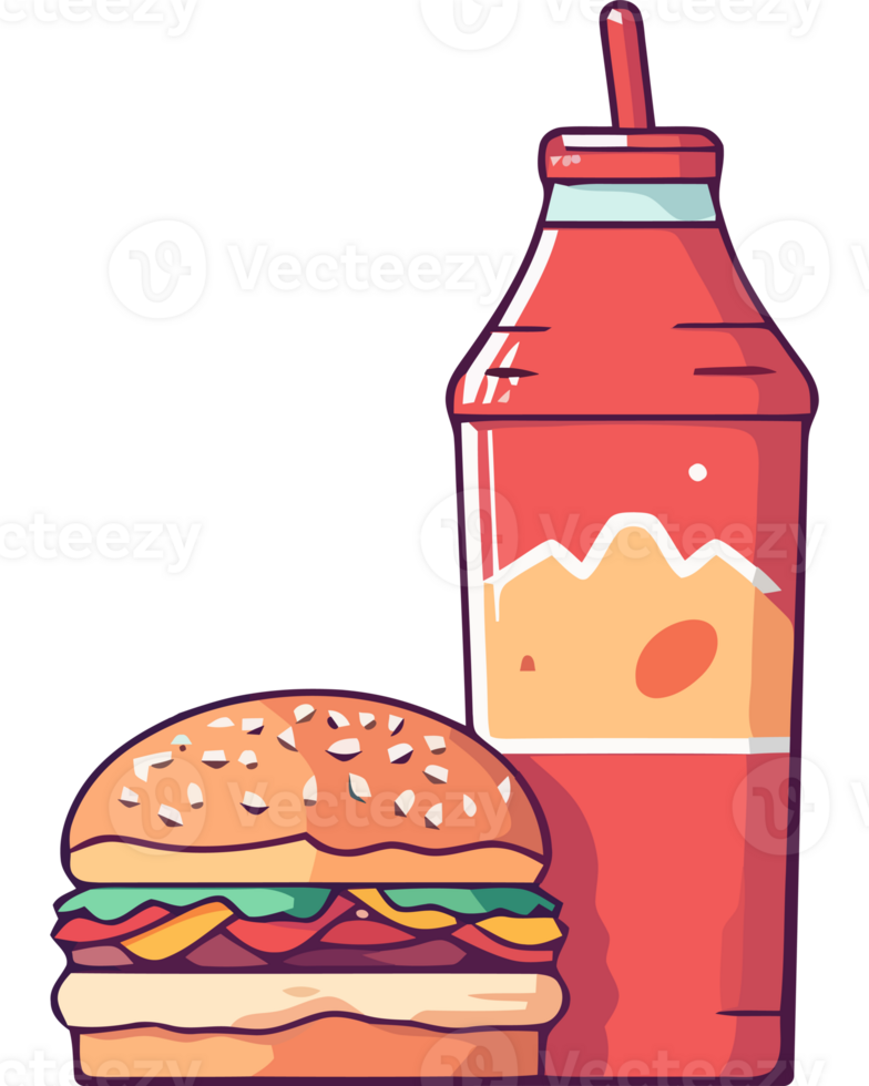 A hamburger and a drink are shown in this illustration png