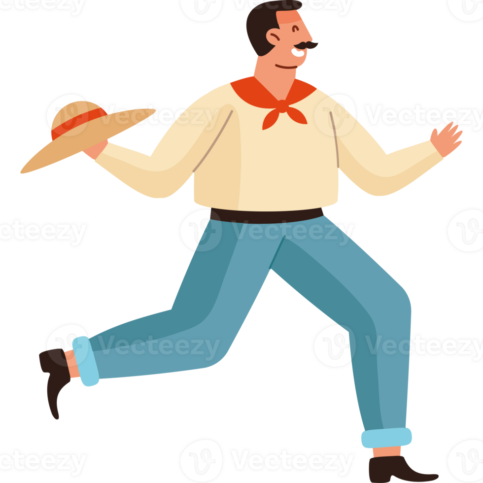 A cartoon man in a mexican outfit running png