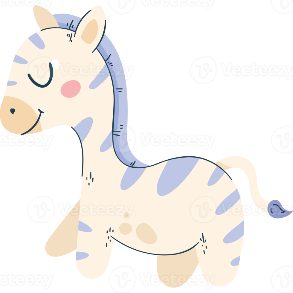 A cartoon zebra with a blue and white striped coat png