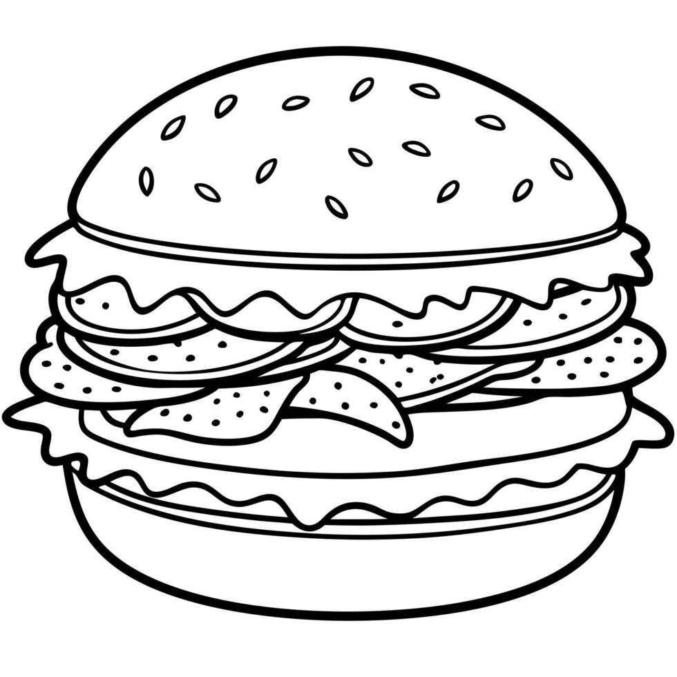 A mouth-watering crispy burger. vector