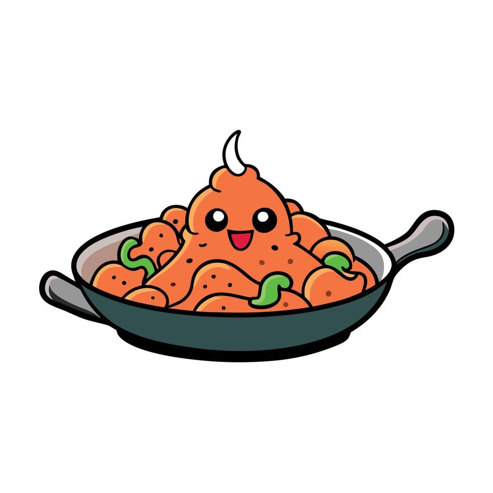 Iron plate stir fry squid vector