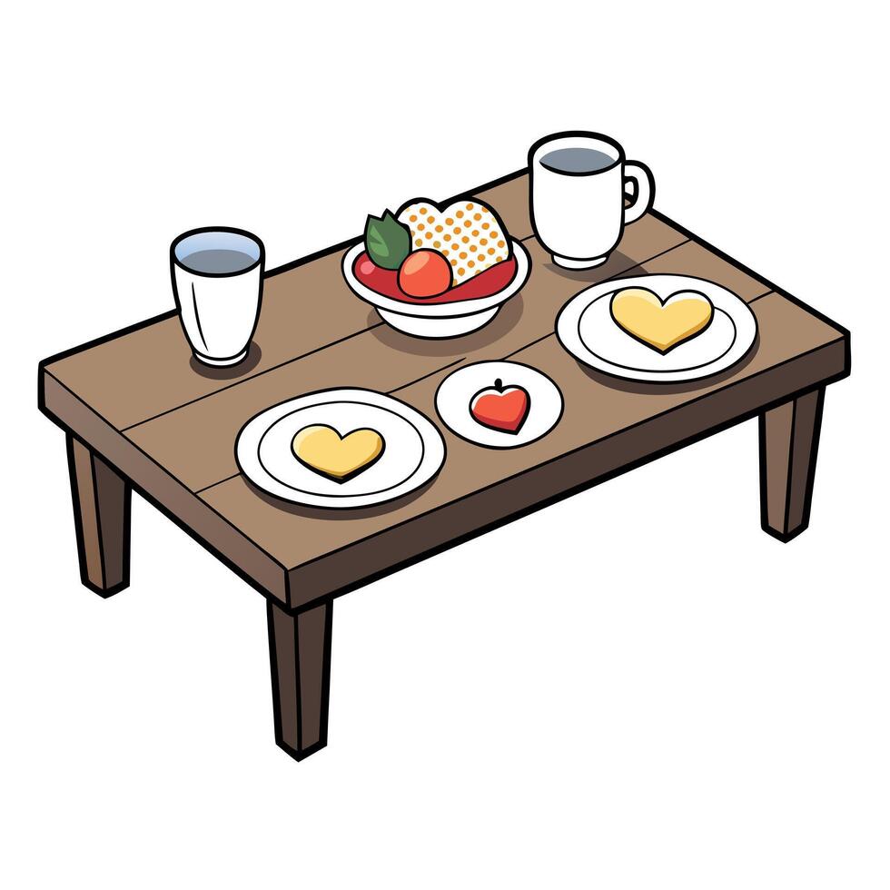 A hearty breakfast on a rustic wooden table vector