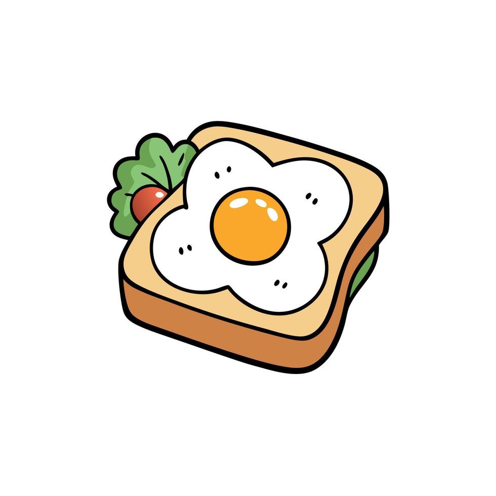 Egg and veggie brunch toast vector
