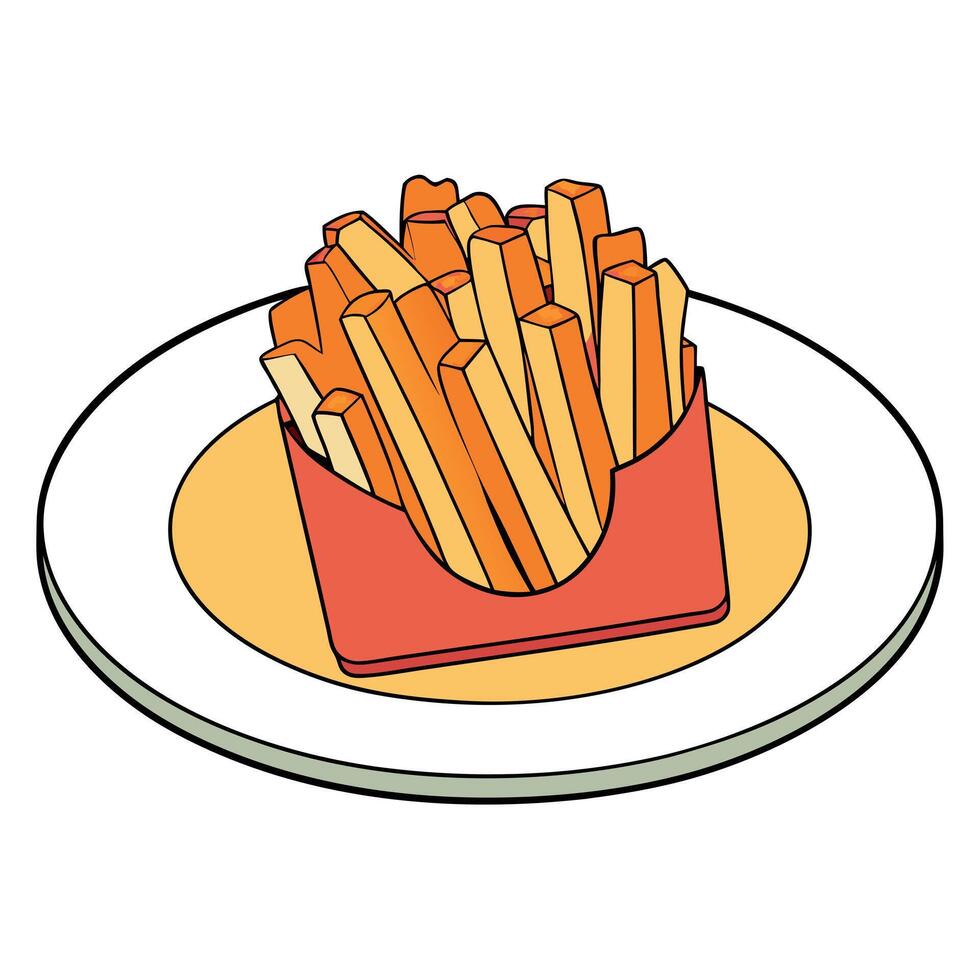 French fries with bacon and cheese on wooden table vector