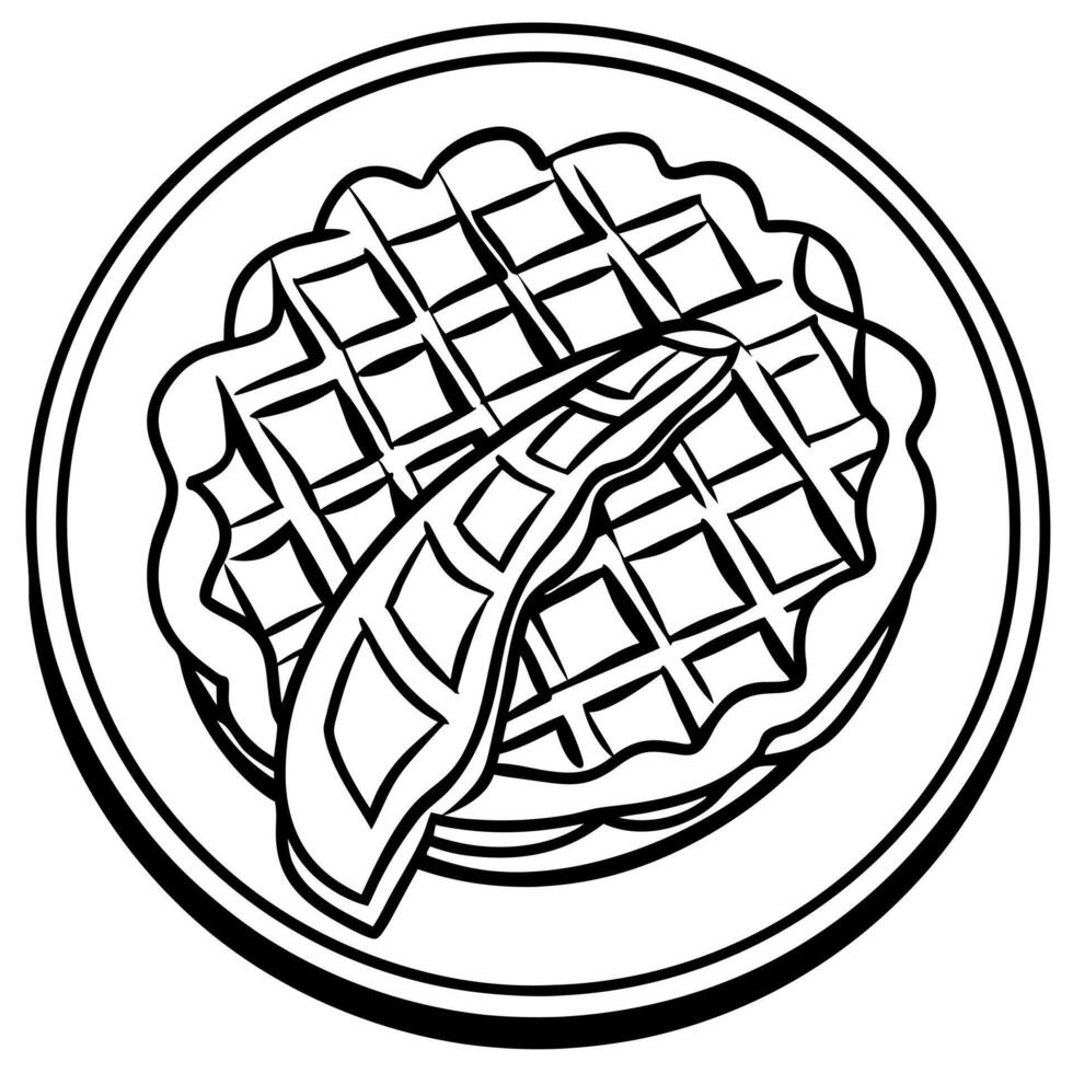Bacon waffle on wooden table. vector