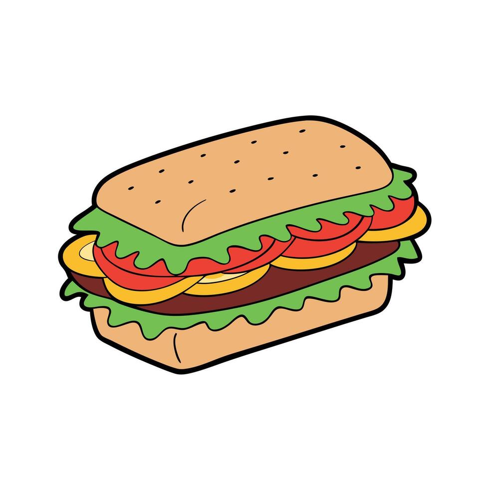 A sandwich with meat and vegetables vector