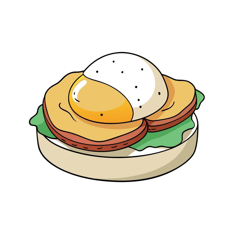 Egg Benedict breakfast. vector