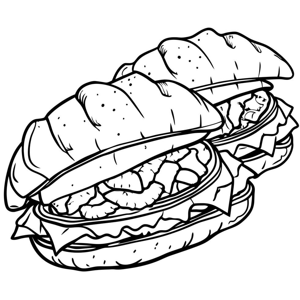 Egg salad croissant sandwiches. vector