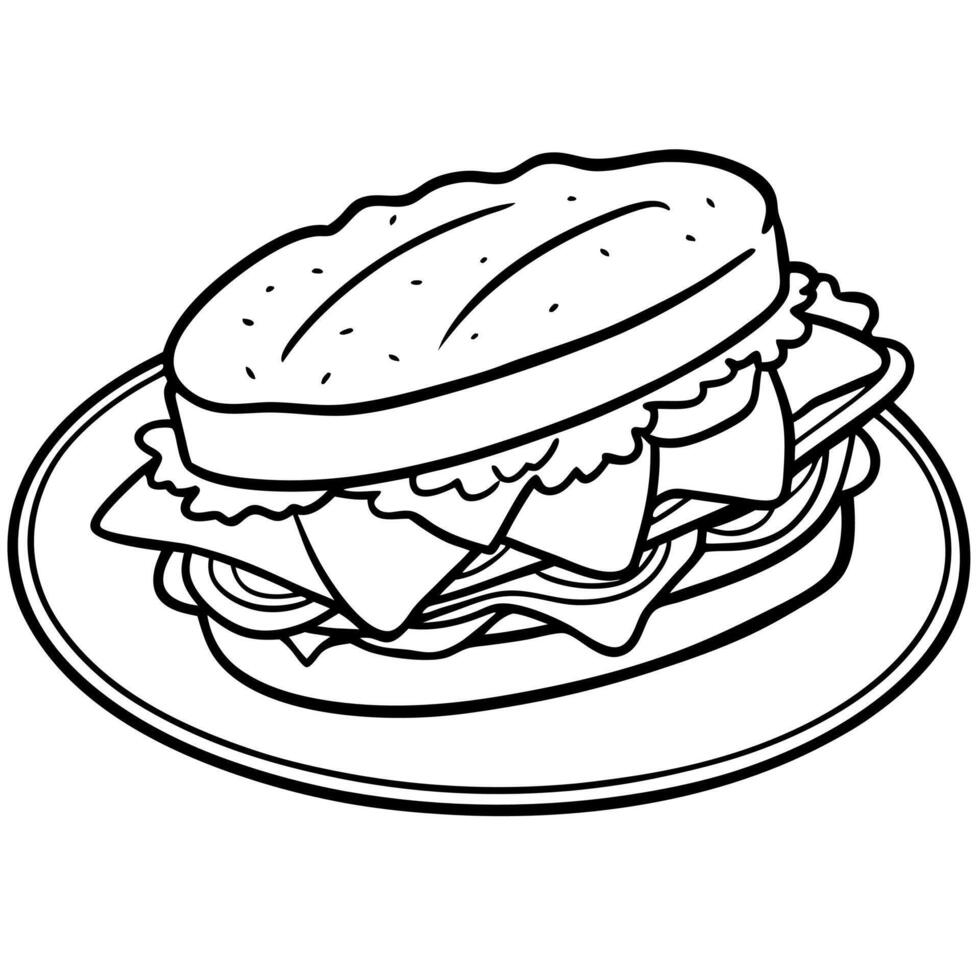 Pulled sandwich on a plate vector