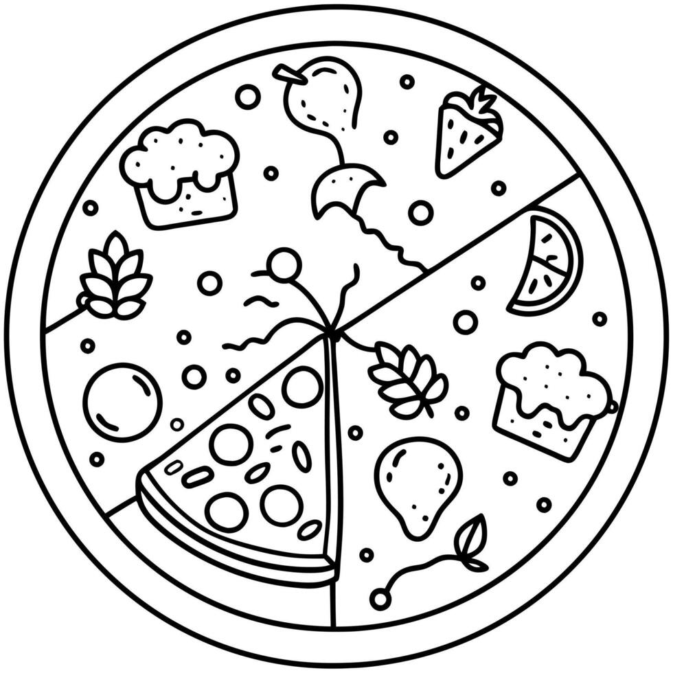 Delicious pizza with cheese and tasty combinations vector