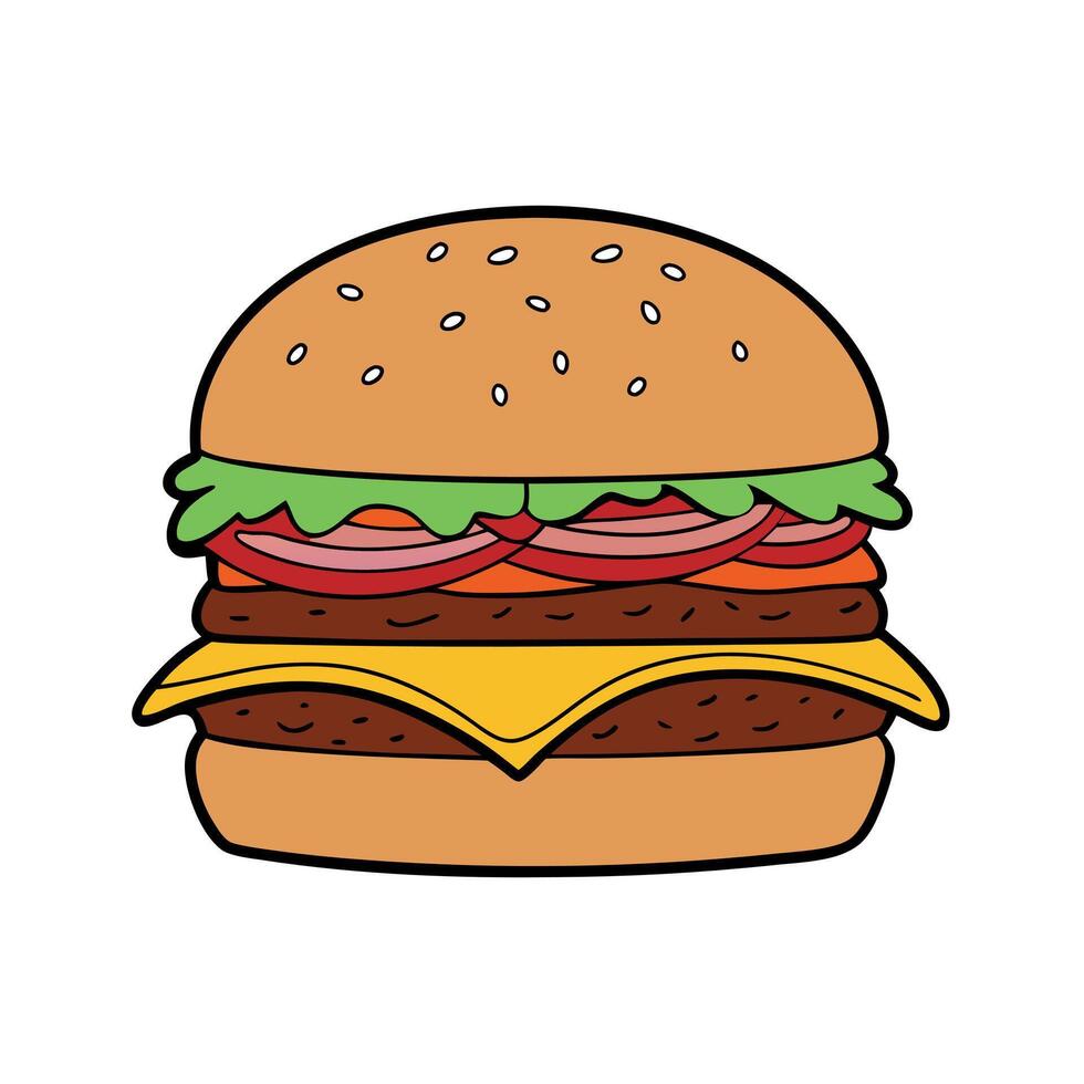 A double cheeseburger with bacon and ketchup vector