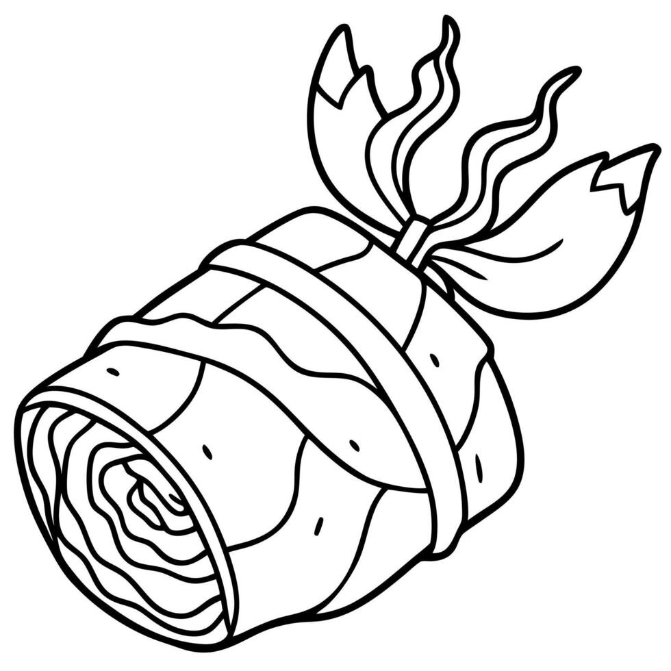 Herbed goat cheese wrapped in smoked bacon. vector