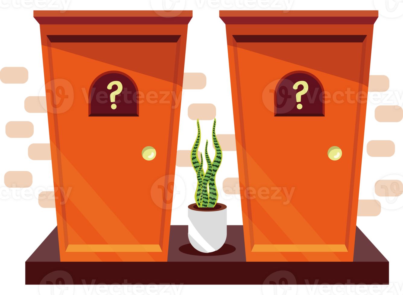 Two doors with question marks on them png