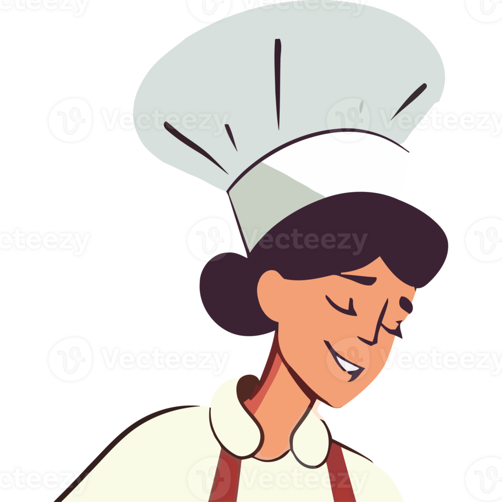 A cartoon chef with a smile on her face png