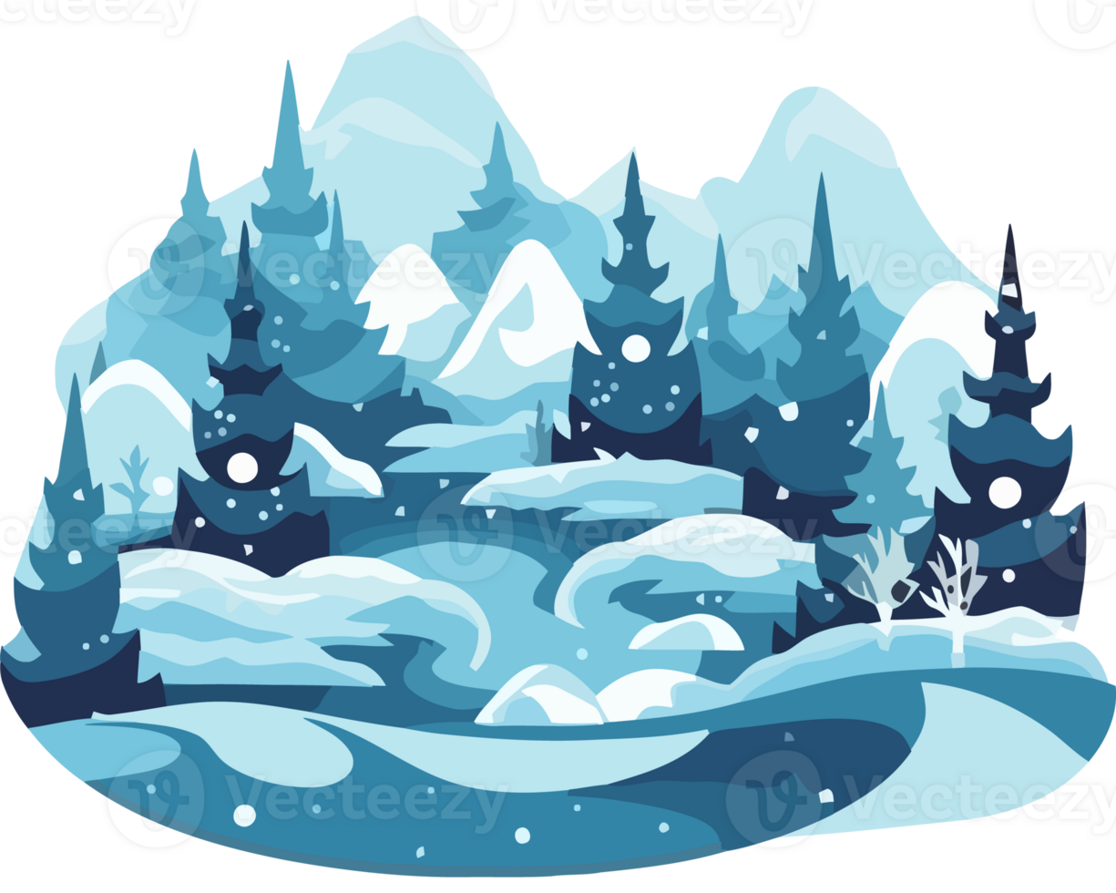 Winter landscape with trees and snow png