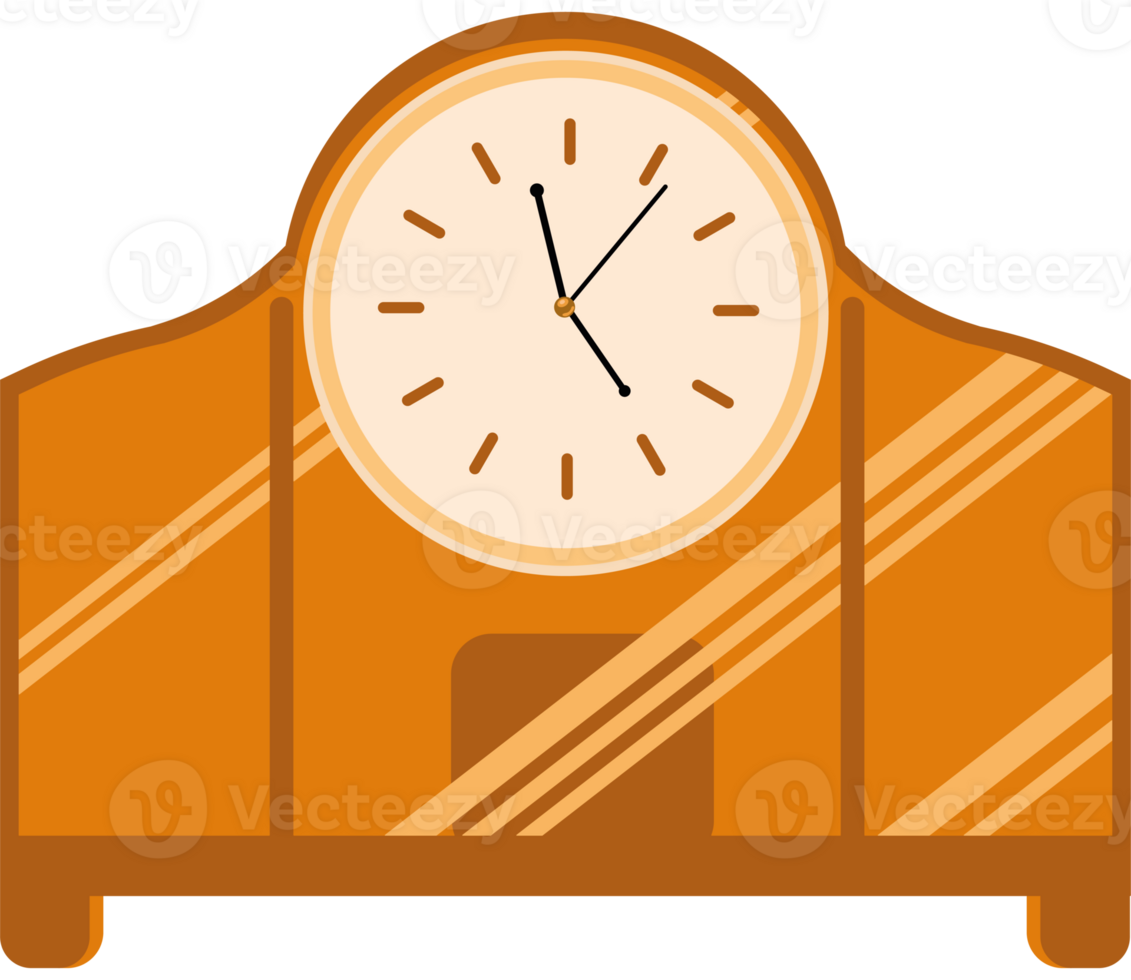 A clock on a wooden table png