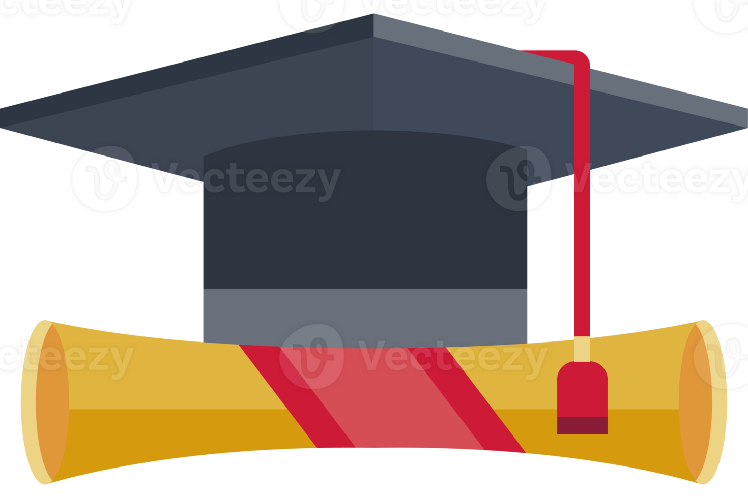 Graduation cap and scroll with a mortarboard png