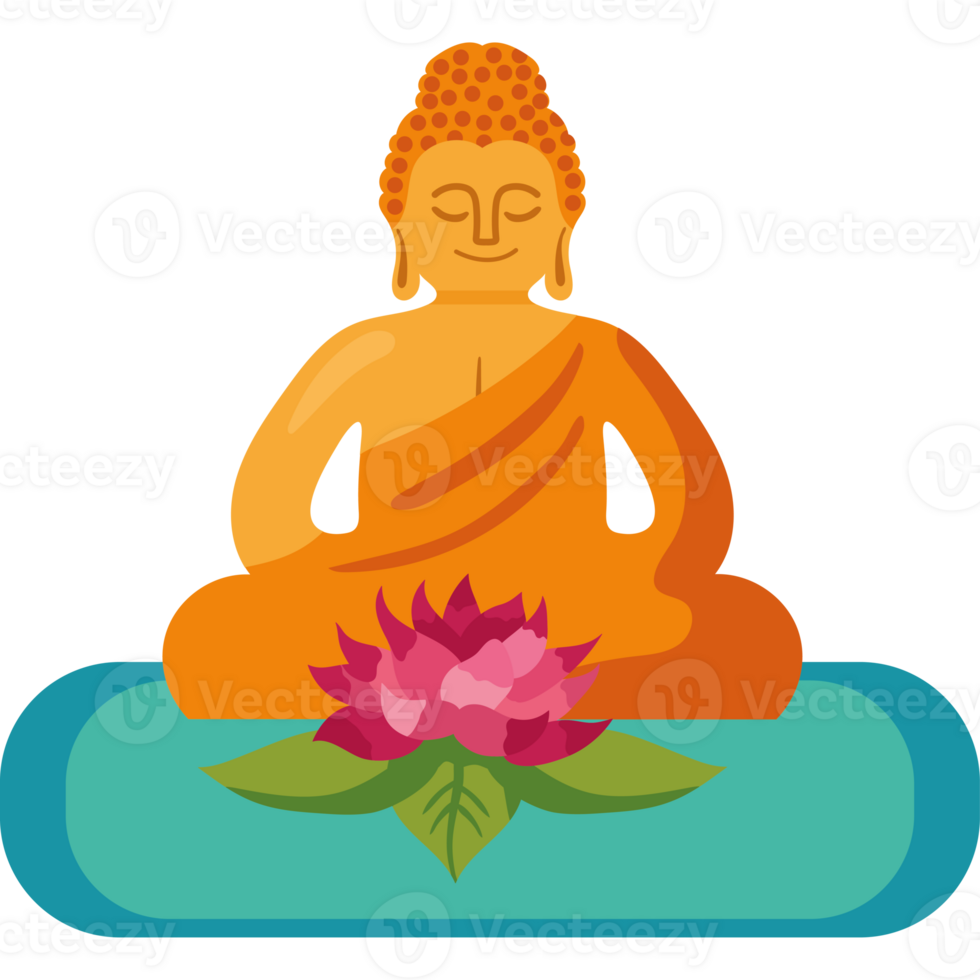 Buddha sitting on a lotus flower png