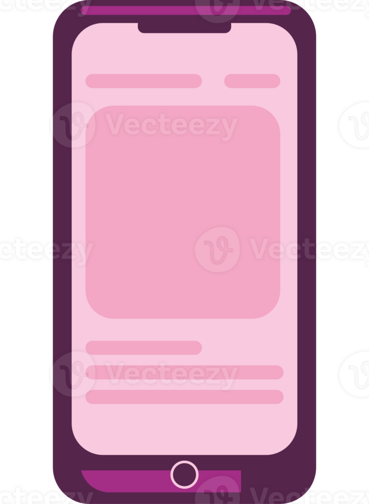 A pink phone with a blank screen png