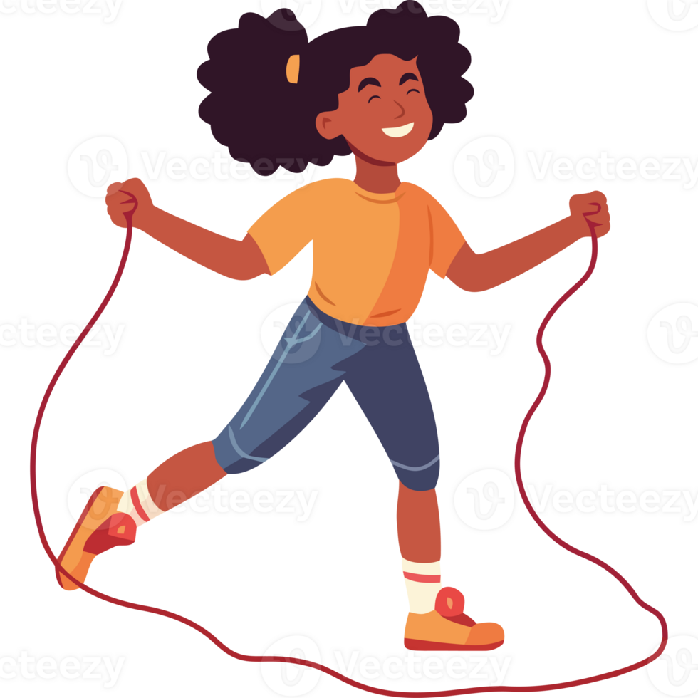 A girl is jumping rope with a jump rope png
