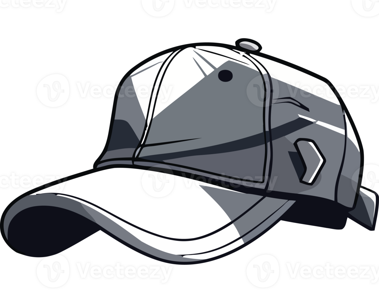 A baseball cap with a white and gray design png